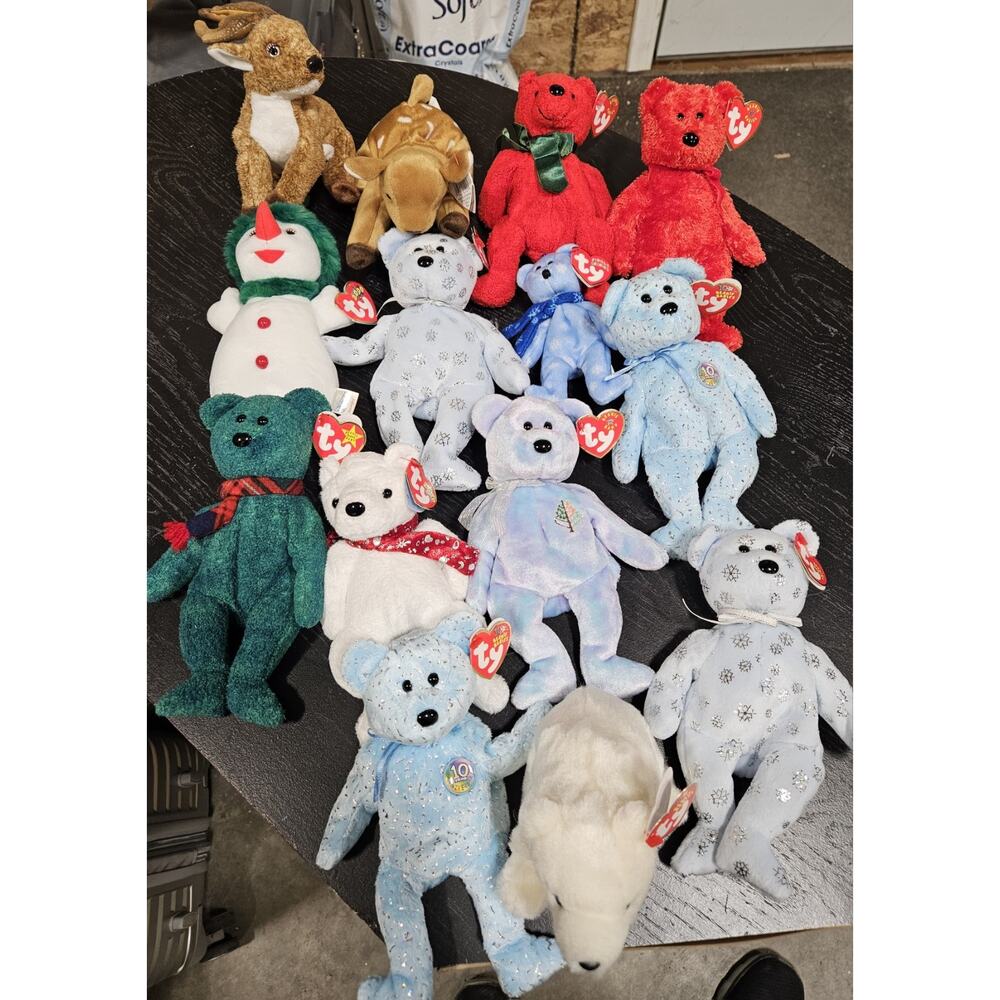 TY Beanie Baby Winter/Christmas Holiday Lot of 14 1998 1999 2000 2001 2002